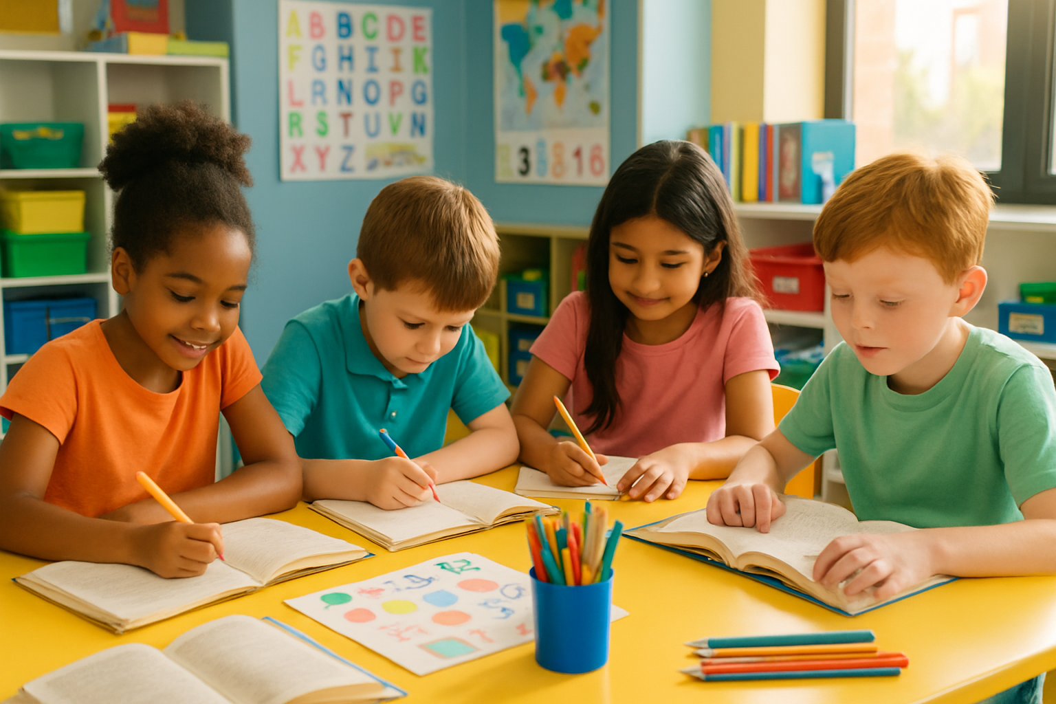 Children studying